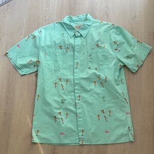 Altamont Mint Green Graphic Print Button-Up Shirt – Men’s Large